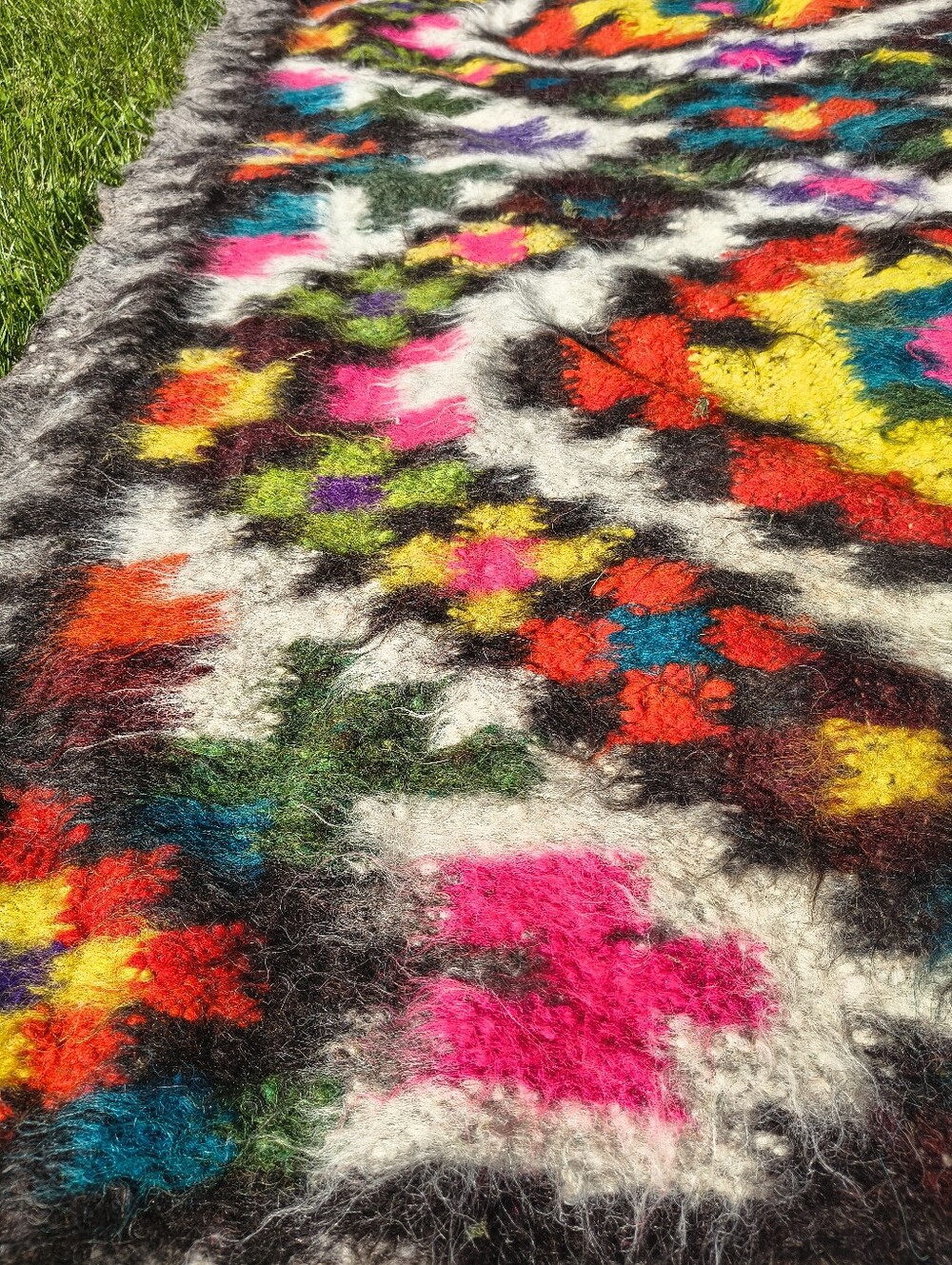 Handwoven Ukranian Wool Rug Colorful Geometric - Picture 3 of 12